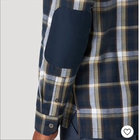 NWOT! ATG Wrangler plaid button up shirt with elbow patches - Picture 3 of 8